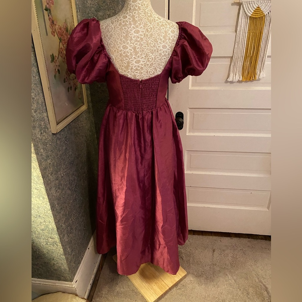 Hutch Magenta Puff-Sleeve Midi Dress - Picture 8 of 9